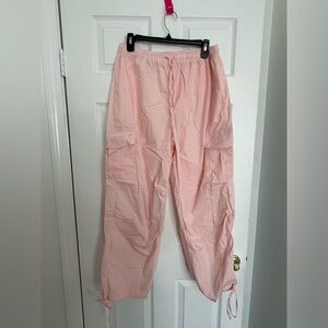 Ankle Tie Baby Pink Cargo Pants Joggers
